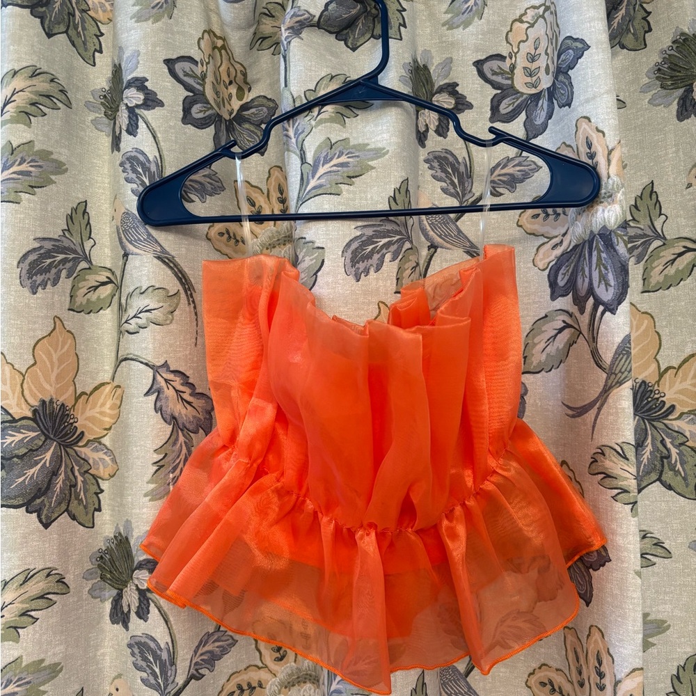 Vibrant Orange Strapless Top